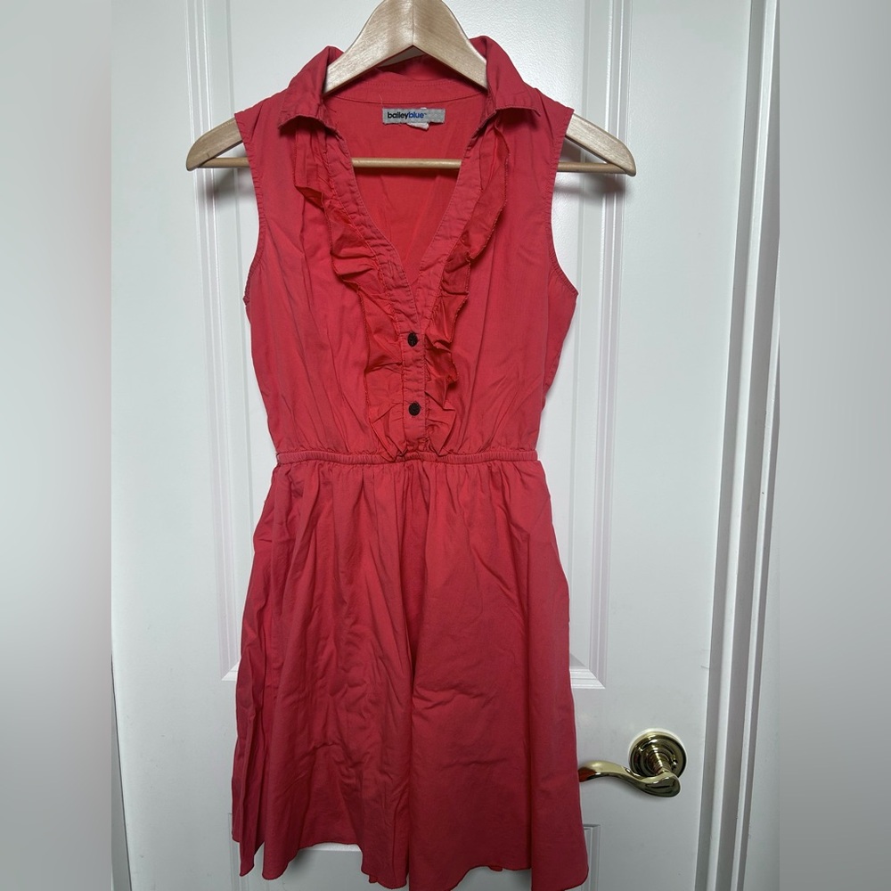 Bailey Blue Coral Ruffled Sleeveless Mini Dress